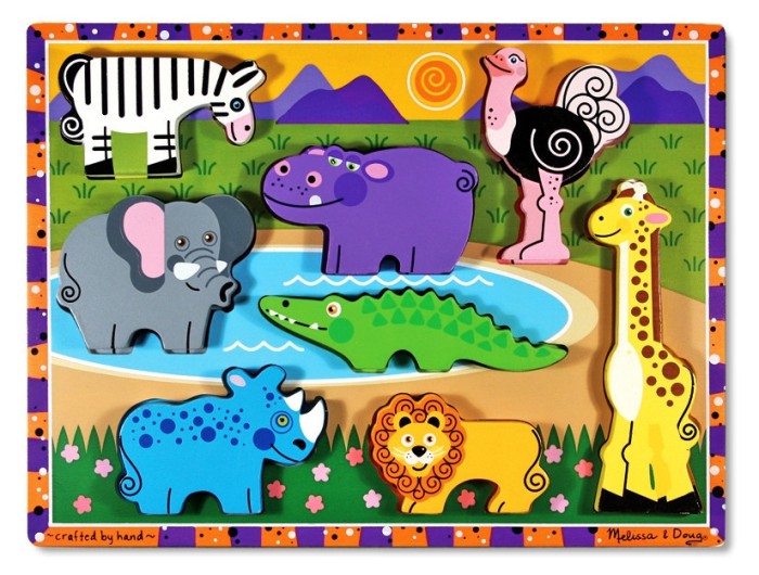 Puzzle lemn in relief Safari Melissa and Doug