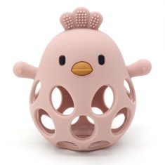 Jucarie dentitie NippleBaby, din silicon alimentar non-toxic pentru bebelusi si nou nascuti, culoare roz pudrat