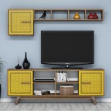 Cumpara ieftin Comoda TV Ayla - Walnut, Yellow