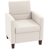 HOMCOM Upholstered Armchair in Linen Look, Foam, Seat Cushion, Wood Frame, Cream White | Aosom Romania