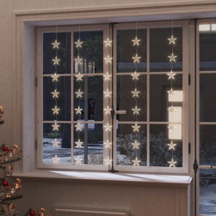 vidaXL Instalație lumini tip perdea stele 200 LED alb cald 8 funcții 328802