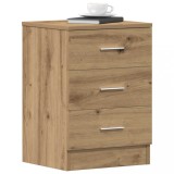 Gossi noptiere, 2 buc., stejar artizanal, 38x35x55 cm, lemn prelucrat