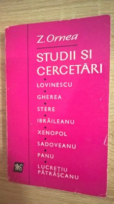 Z. Ornea - Studii si cercetari (Editura Eminescu, 1972) foto