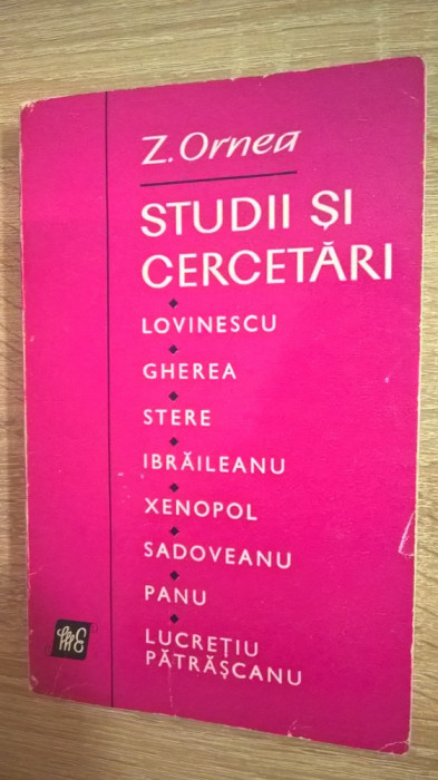Z. Ornea - Studii si cercetari (Editura Eminescu, 1972)