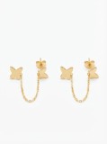 Cumpara ieftin Cercei Argint 925 Aurit Double Stud Chain Butterfly