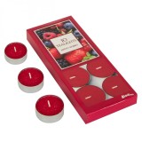 Set 10 lumanari, model cu aroma de fructe de padure, 3x2 cm, rosu