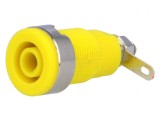Soclu banană 4mm 32A galben nichelat pe panou
