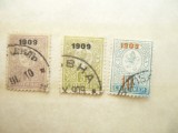 Serie mica Bulgaria 1909 - supratipar 1909 , 3 valori stampilate