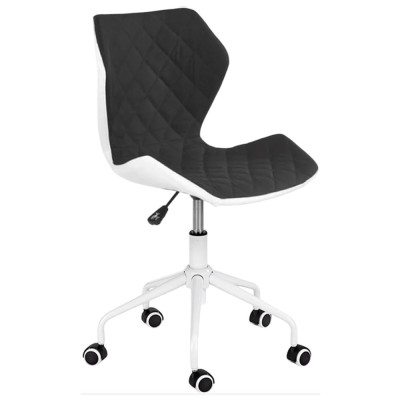 Scaun birou copii HM Matrix 3, stofa piele ecologica, inaltime reglabila, rotire 360 , roti pivotante, cadru metalic vopsit, 100 kg, negru alb foto