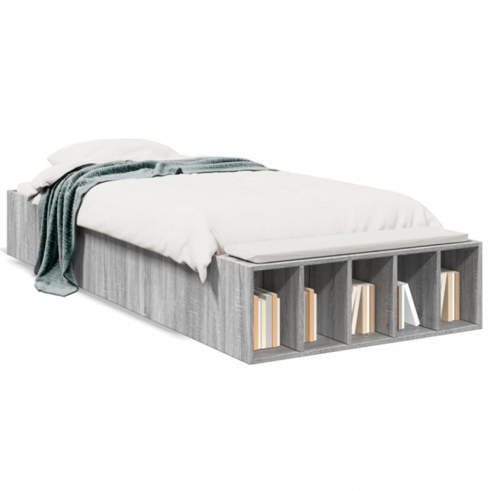 vidaXL Cadru de pat, gri sonoma, 100x200 cm, lemn prelucrat 3280606