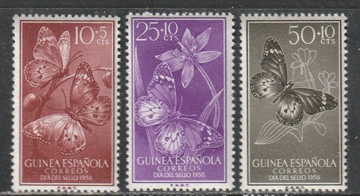 Guinea Spaniola 1958 - Fluturi 3v MNH