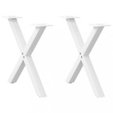 vidaXL Picioare pentru măsuță de cafea &icirc;n formă de X, 2 buc., alb, 50x(42-43) cm, oțel 4012897