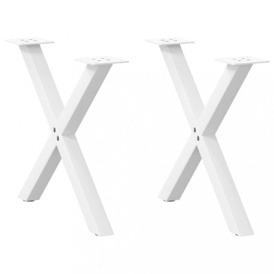 vidaXL Picioare pentru măsuță de cafea &amp;icirc;n formă de X, 2 buc., alb, 50x(42-43) cm, oțel 4012897 foto