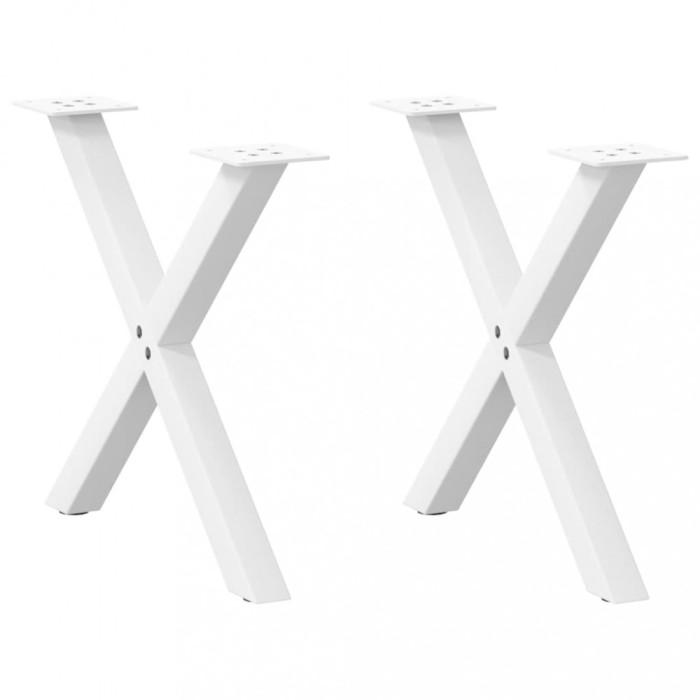 vidaXL Picioare pentru măsuță de cafea &icirc;n formă de X, 2 buc., alb, 50x(42-43) cm, oțel 4012897