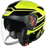 Casca moto open face SMK GTJ Rambler negru/galben fluorescent marime XS