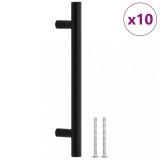 Manere de dulap, 10 buc., negru, 128 mm, otel inoxidabil