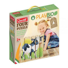 Four Puzzle Animale Ferma Bio, 2 ani+, Quercetti Q80712