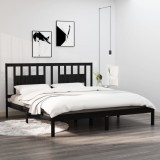 VidaXL Cadru de pat, negru, 200x200 cm, lemn masiv de pin