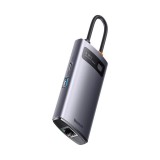 DOCKING Station Baseus Gleam Series, conectare PC USB Type-C, USB 3.0 x 3, RJ-45 x 1, LED, gri &quot;WKWG070113&quot; (timbru verde 0.8 lei) - 6932172608644
