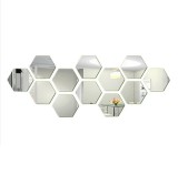 Set 12 oglinzi sticla acrilica Ventoo&reg;, model hexagon, 100 x 85 x 50 mm, silver