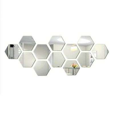 Set 12 oglinzi sticla acrilica Ventoo&amp;reg;, model hexagon, 100 x 85 x 50 mm, silver foto
