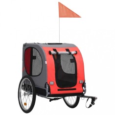 vidaXL Remorca de bicicleta pentru animale de companie, ro?u &amp;amp; negru foto