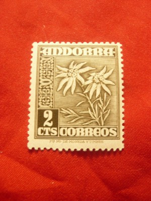 Timbru 2C Andorra Spaniola 1951 - Floare de Colt , sarniera foto