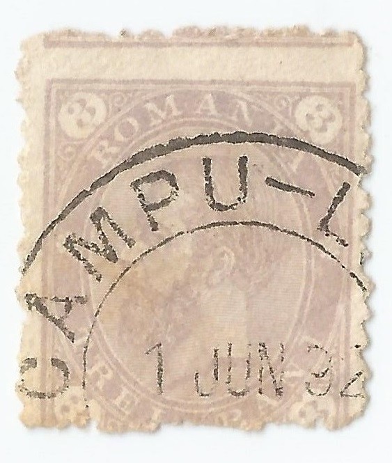 *Romania, LP 47c/1890, Cifra in 4 colturi, fara fil., depl. dant., eroare, obl.