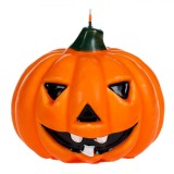 Lum&acirc;nare Decorativă Halloween, Dovleac 3D, Portocaliu, Dimensiuni 13x13x12cm, Parafină, Timp Ardere 30 Ore, Oem