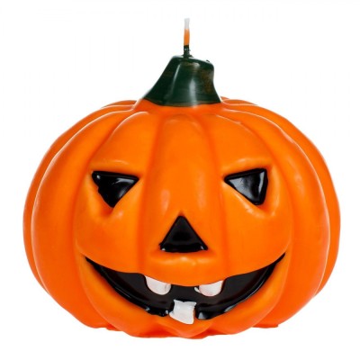 Lum&amp;acirc;nare Decorativă Halloween, Dovleac 3D, Portocaliu, Dimensiuni 13x13x12cm, Parafină, Timp Ardere 30 Ore foto