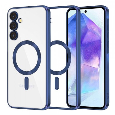 Husa MagSafe pentru Samsung Galaxy A55 5G A556, Techsuit, Luxury Crystal, Albastra foto