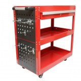 Carucior metalic pe roti cu 3 rafturi, suporti si sertar pentru scule 660x360x730mm