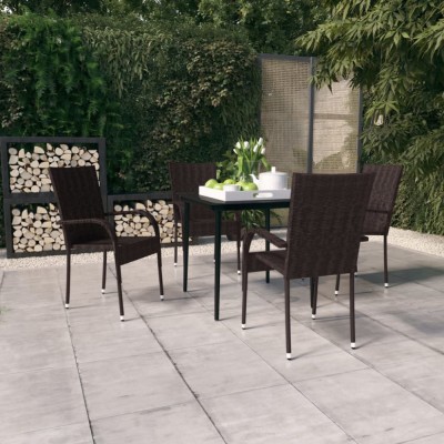 vidaXL Set de servit masa pentru grădină, 5 piese, maro și negru 3099402 foto