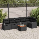 vidaXL Set de canapele pentru grădină 7 pcs Negru