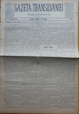 Gazeta Transilvaniei , Numer de Dumineca , Brasov , nr. 78 , 1904 foto