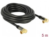 Cablu prelungitor antena IEC Plug la IEC Jack RG-6/U 5m unghi Negru, Delock 88917