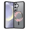 Hus&Auml; anti&Egrave;oc magsafe pentru samsung galaxy s25, spate mat anti-amprent&Auml;, floral pink wreath 2, negru