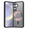 Hus&Auml; anti&Egrave;oc magsafe pentru samsung galaxy s25, spate mat anti-amprent&Auml;, floral pink wreath 2, negru