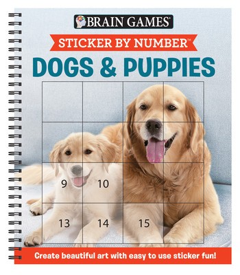 Brain Games - Sticker by Number: Dogs &amp;amp; Puppies (Square Stickers): Create Beautiful Art with Easy to Use Sticker Fun! foto