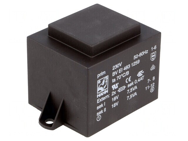 Transformator &icirc;ncapsulat 15VA 230VAC 18V PCB