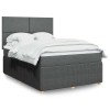 Gossi pat box spring cu saltea, gri inchis, 140x190 cm, textil