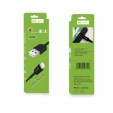Cablu de date RO&amp;MAN RX08L, USB la Lighting 8-pin, 2.1A, 1m, Negru, Blister