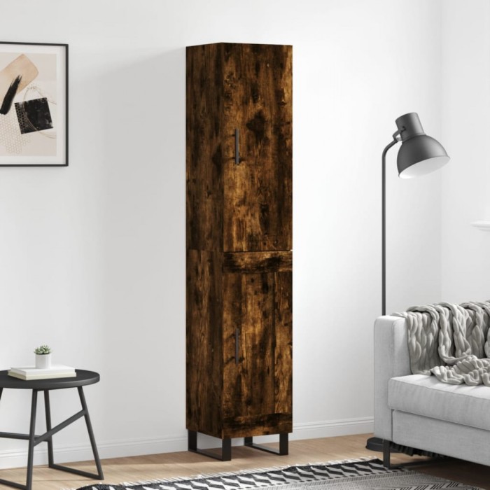 vidaXL Dulap &icirc;nalt, stejar fumuriu, 34,5x34x180 cm, lemn prelucrat