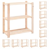 Etajere cu 3 niveluri, 10 buc., 80x38x90 cm, pin masiv, 150 kg