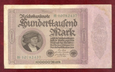 Bancnota Germania - REICHSBANKNOTE - 100.000 MARK 1923 foto