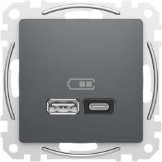 Priza USB tip A+C 45W Schneider Sedna antracit SDD114404