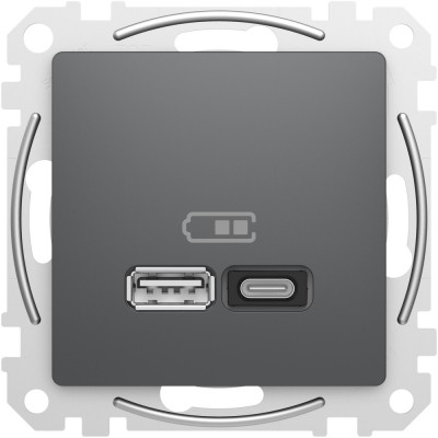 Priza USB tip A+C 45W Schneider Sedna antracit SDD114404 foto