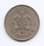 Fiji 6 Pence 1965 - Elizabeth II, Cupru-nichel, B11, 19.5 mm KM-19 (3)