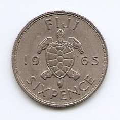 Fiji 6 Pence 1965 - Elizabeth II, Cupru-nichel, B11, 19.5 mm KM-19 (3)