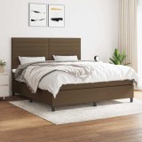 vidaXL Pat continental cu saltea maro &icirc;nchis 180x200cm material textil